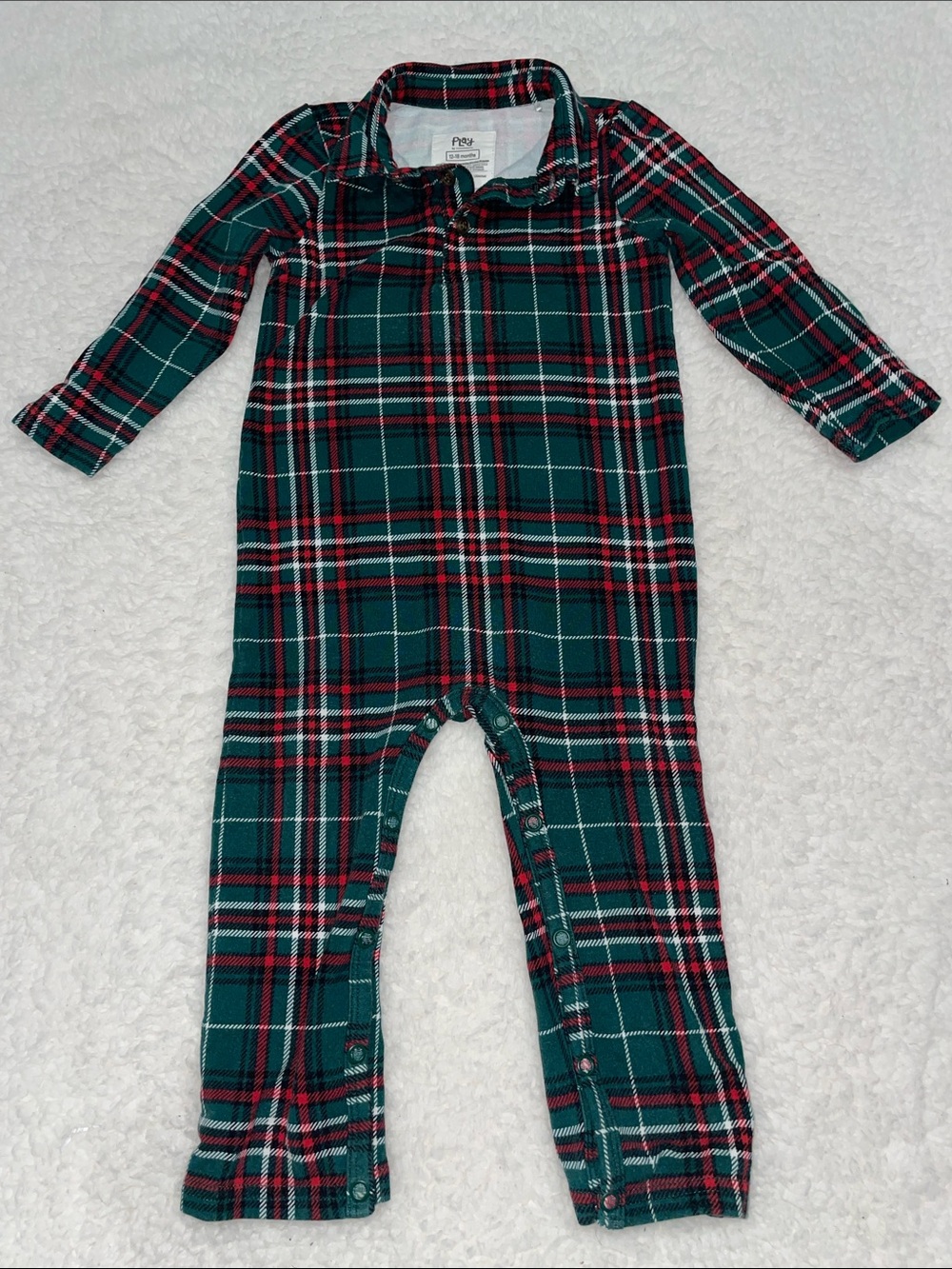 Little Sleepies Holiday Plaid Polo Romper